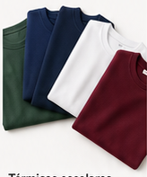 Remeras termicas escolares en colores verde, azul, blanco y bordo
